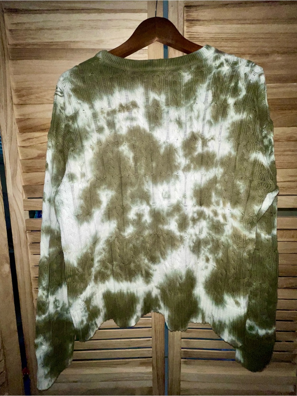KUT from the Kloth XL Green Tie Dye Cable Knit Cotton Sweater Soft Casual Boho - Picture 5 of 9